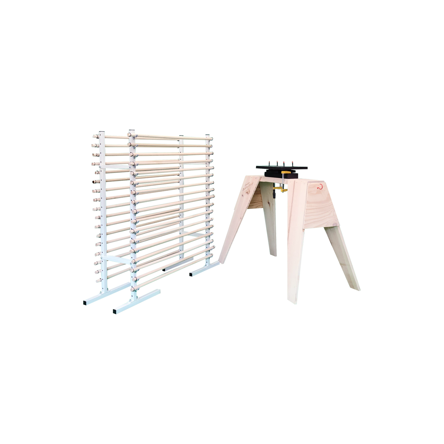 (Close Out Sale) Mini Rotating Spray Rack & 17 Level Wood Rod Cabinet Door Painting Dry Rack